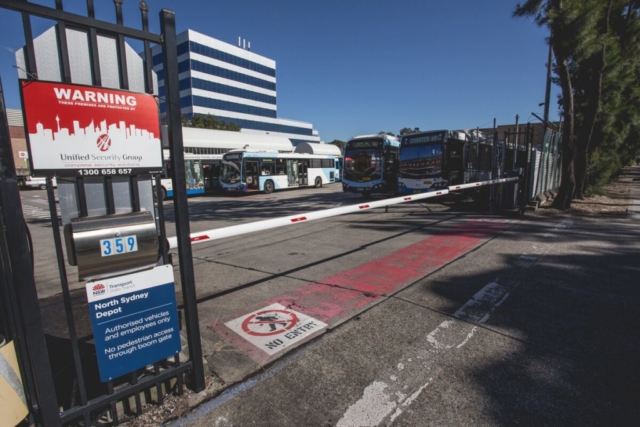 Commercial automatic boom gates North Sydney bus depot