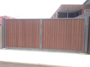 automatic gates Timber in steel frame 1