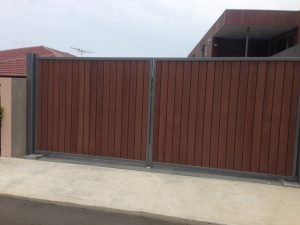 automatic gates timber in steel frame 2